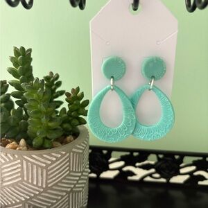 NWT Teal Dangle Clay Earrings